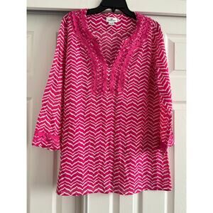 Vineyard Vines Pink and White Blouse